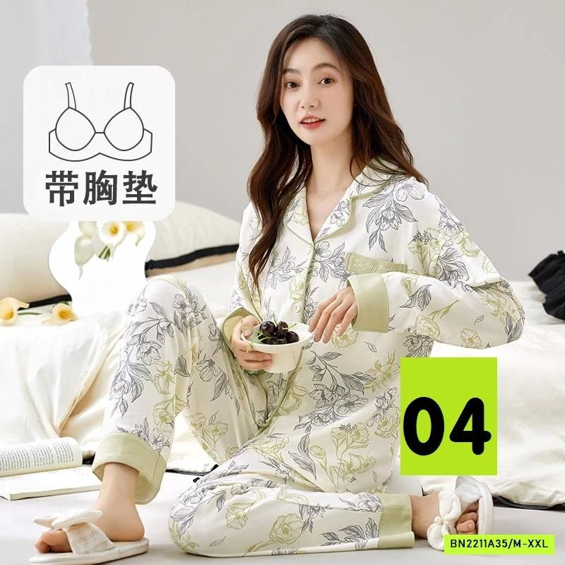 PIZAMA COTTON HOA KÈM BRA