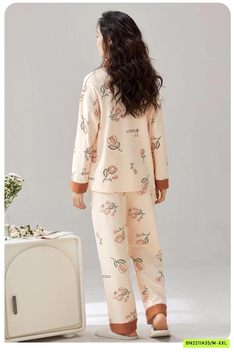 PIZAMA COTTON HOA KÈM BRA