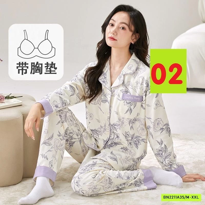 PIZAMA COTTON HOA KÈM BRA