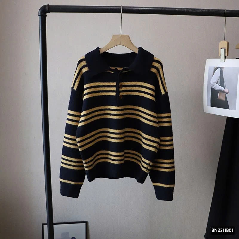 ÁO LEN KẺ NGANG CỔ BẺ