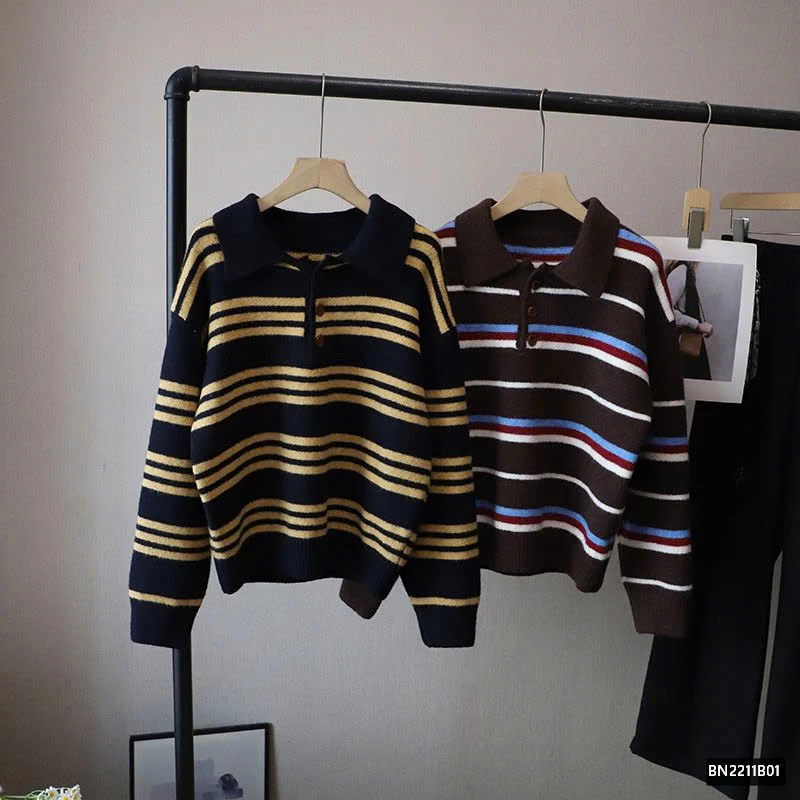 ÁO LEN KẺ NGANG CỔ BẺ