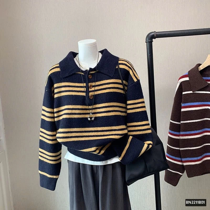 ÁO LEN KẺ NGANG CỔ BẺ