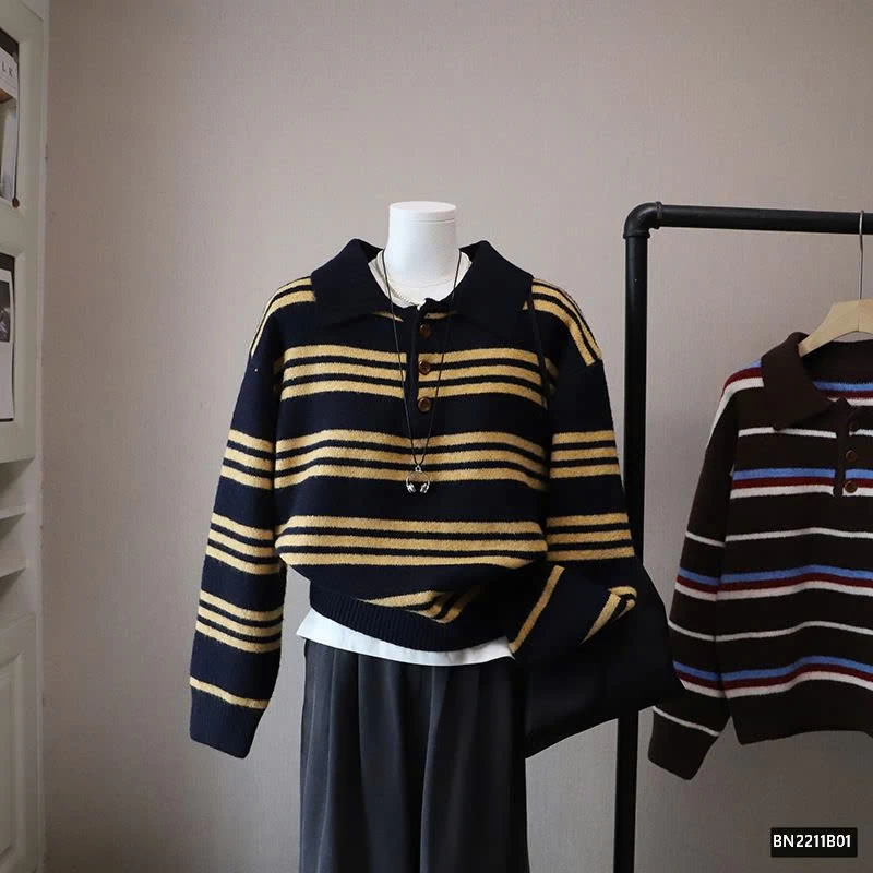 ÁO LEN KẺ NGANG CỔ BẺ