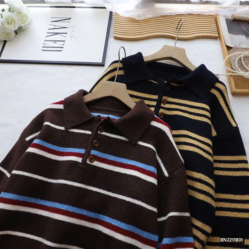 ÁO LEN KẺ NGANG CỔ BẺ