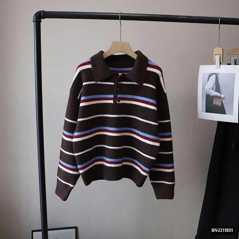 ÁO LEN KẺ NGANG CỔ BẺ