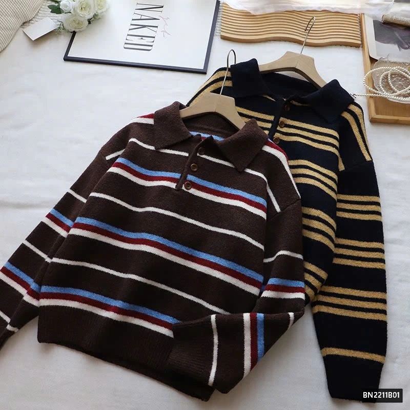 ÁO LEN KẺ NGANG CỔ BẺ