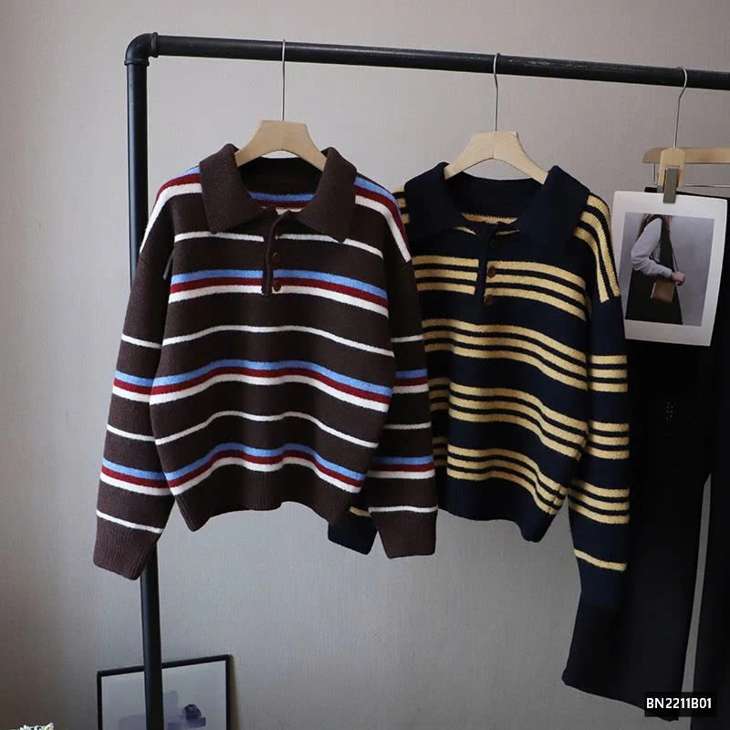 ÁO LEN KẺ NGANG CỔ BẺ