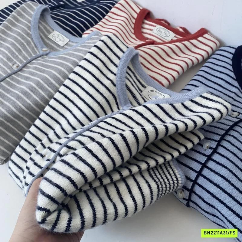 CARDIGAN LEN KẺ PHỐI MÀU VIỀN