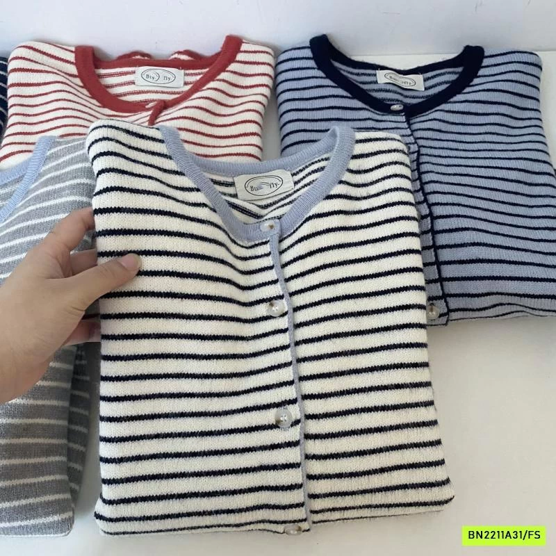 CARDIGAN LEN KẺ PHỐI MÀU VIỀN