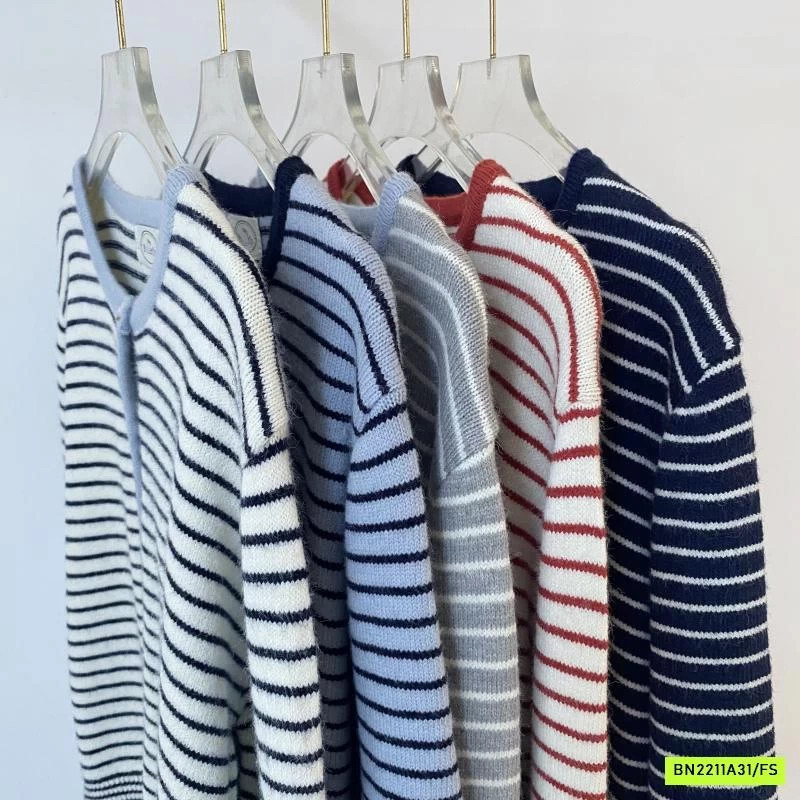 CARDIGAN LEN KẺ PHỐI MÀU VIỀN