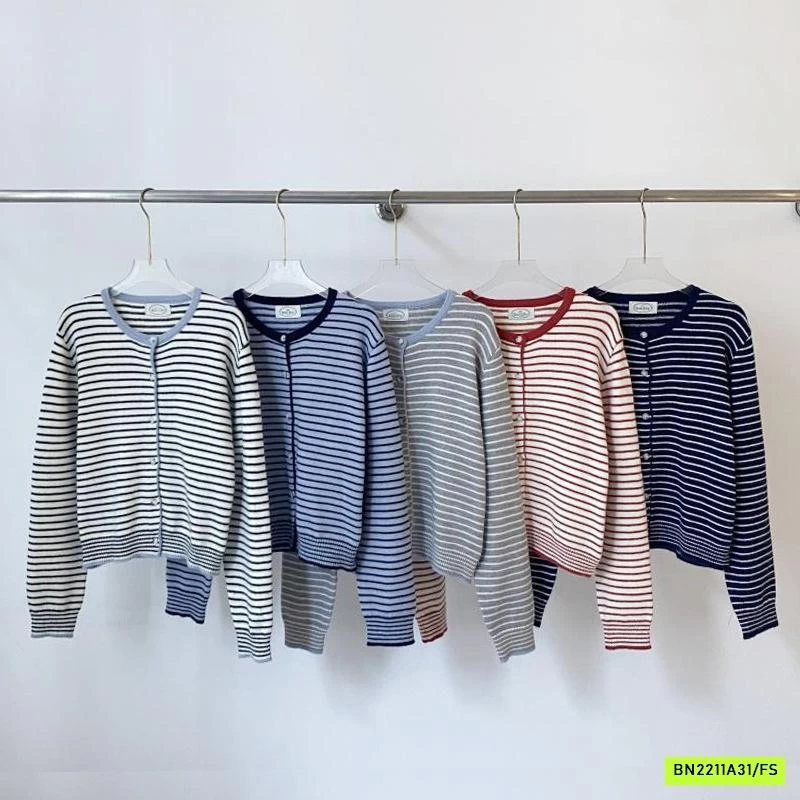 CARDIGAN LEN KẺ PHỐI MÀU VIỀN