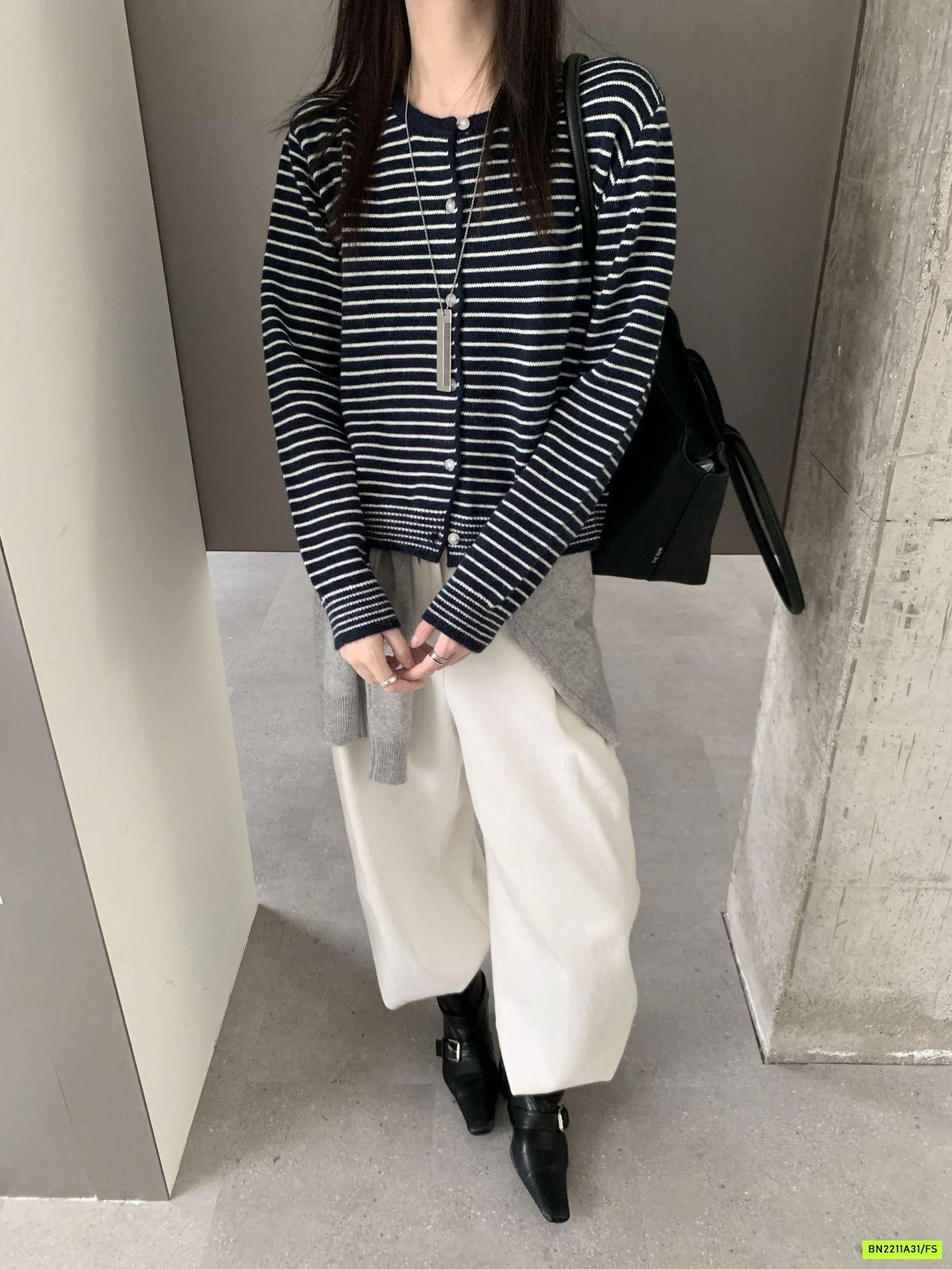 CARDIGAN LEN KẺ PHỐI MÀU VIỀN