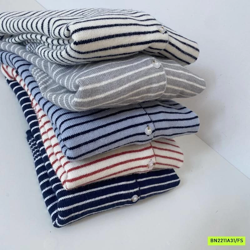 CARDIGAN LEN KẺ PHỐI MÀU VIỀN