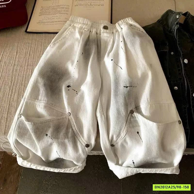 QUẦN JEANS TRẮNG LOANG TÚI GỐI