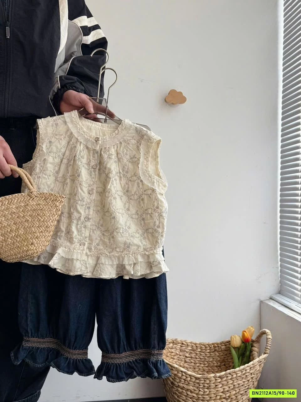 ÁO THÊU MIX JEANS BO GẤU