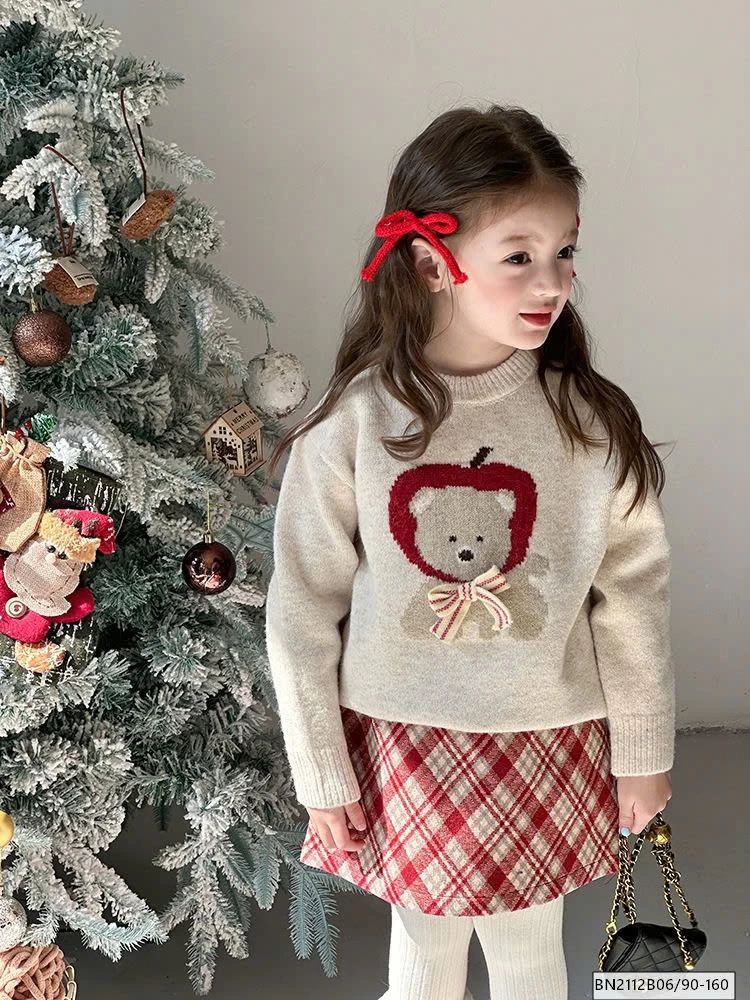 SÉT ÁO LEN GẤU MIX CHÂN VÁY CARO AMBB 24A175