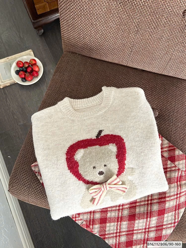 SÉT ÁO LEN GẤU MIX CHÂN VÁY CARO AMBB 24A175