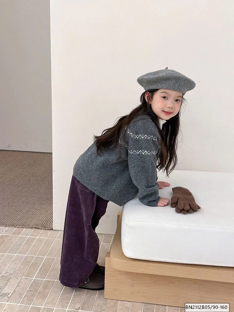 ÁO LEN XÁM CÚC CỔ GẮN HOA AMBB  25G174