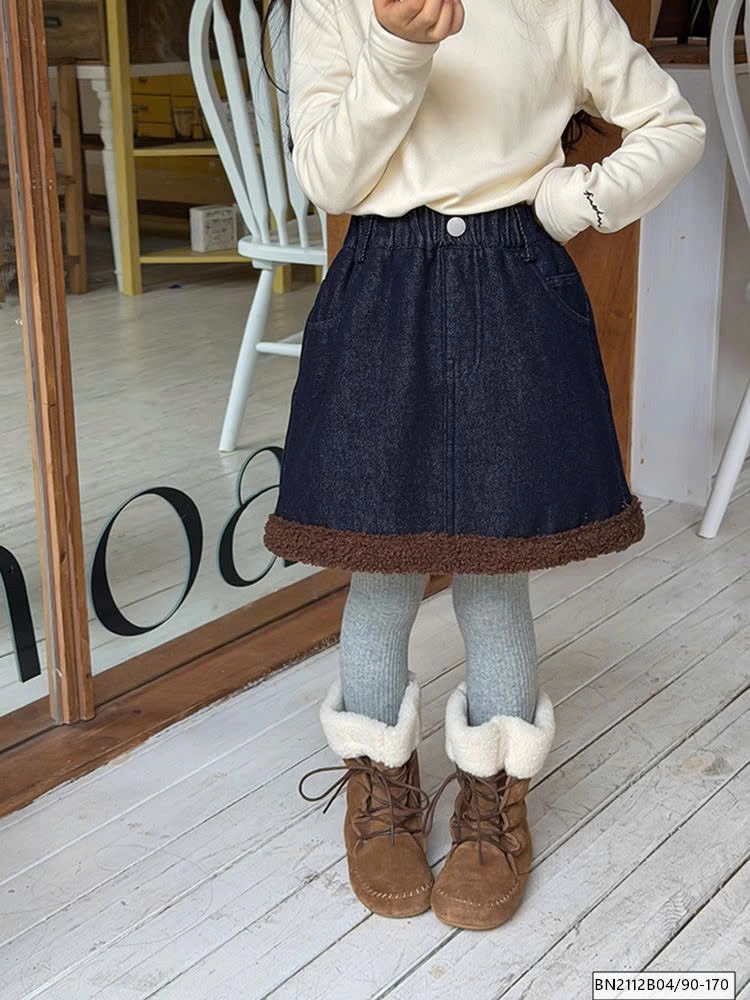 CHÂN VÁY DENIM LÓT LÔNG CỪU MÙA ĐÔNG AMBB  25K009