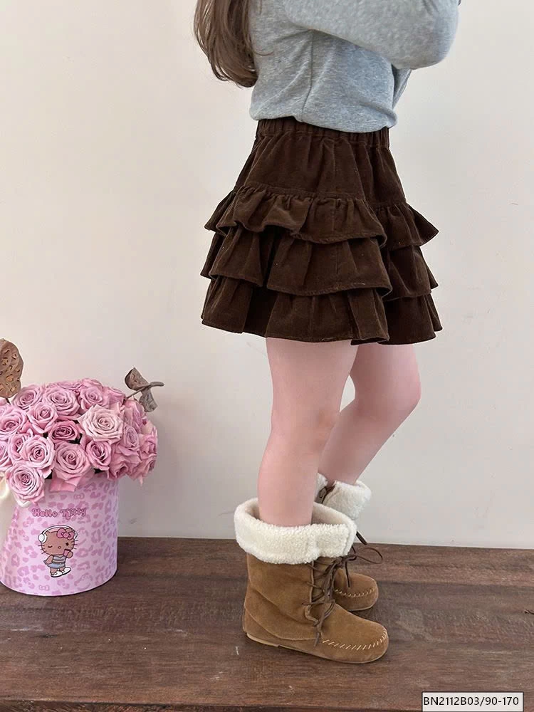 CHÂN VÁY NHUNG TẦNG BÈO AMBB 25G041