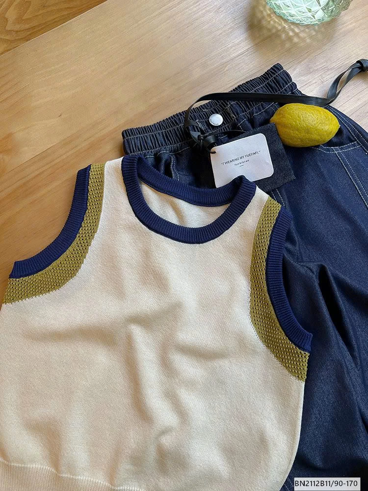 SÉT ÁO LEN 3 LỖ MIX QUẦN JEAN SUÔNG AMBB 25C176