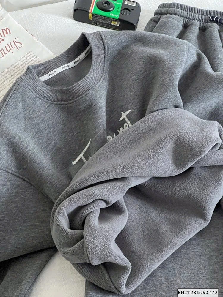 BỘ NỈ IN CHỮ LÓT LÔNG AMBB 25C176