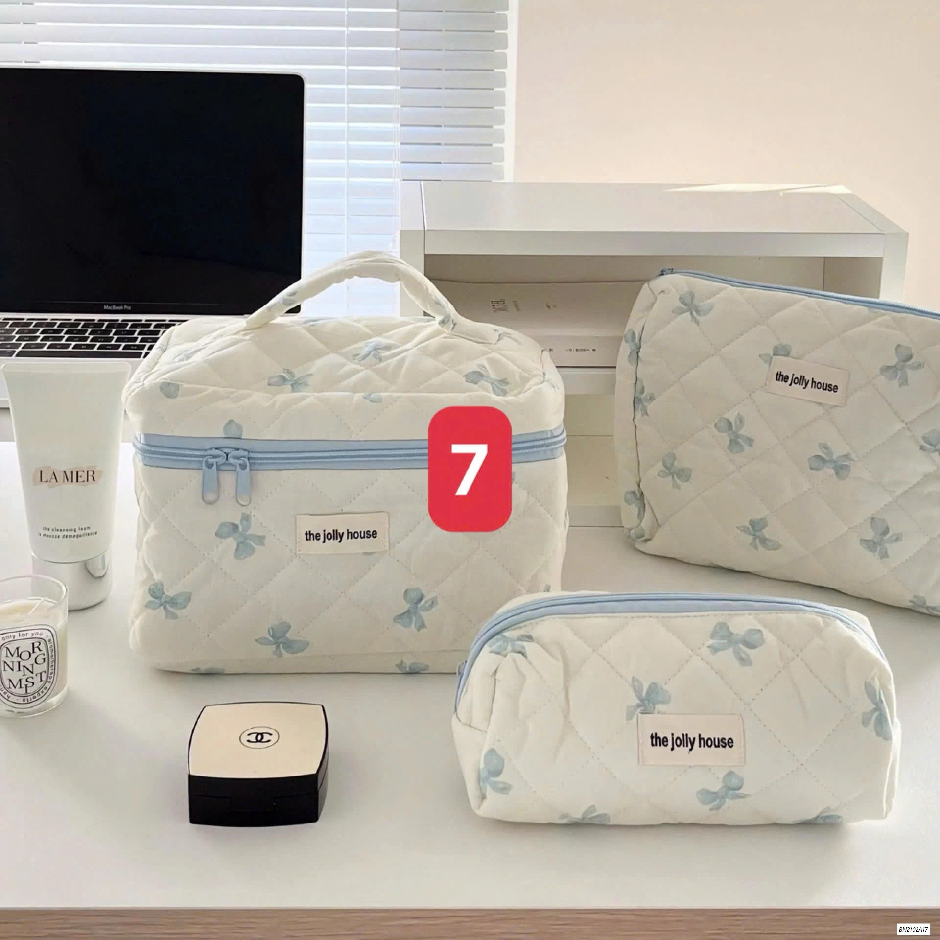 BỘ 3 TÚI ĐỰNG MỸ PHẦM TRẦN HOA TIẾT