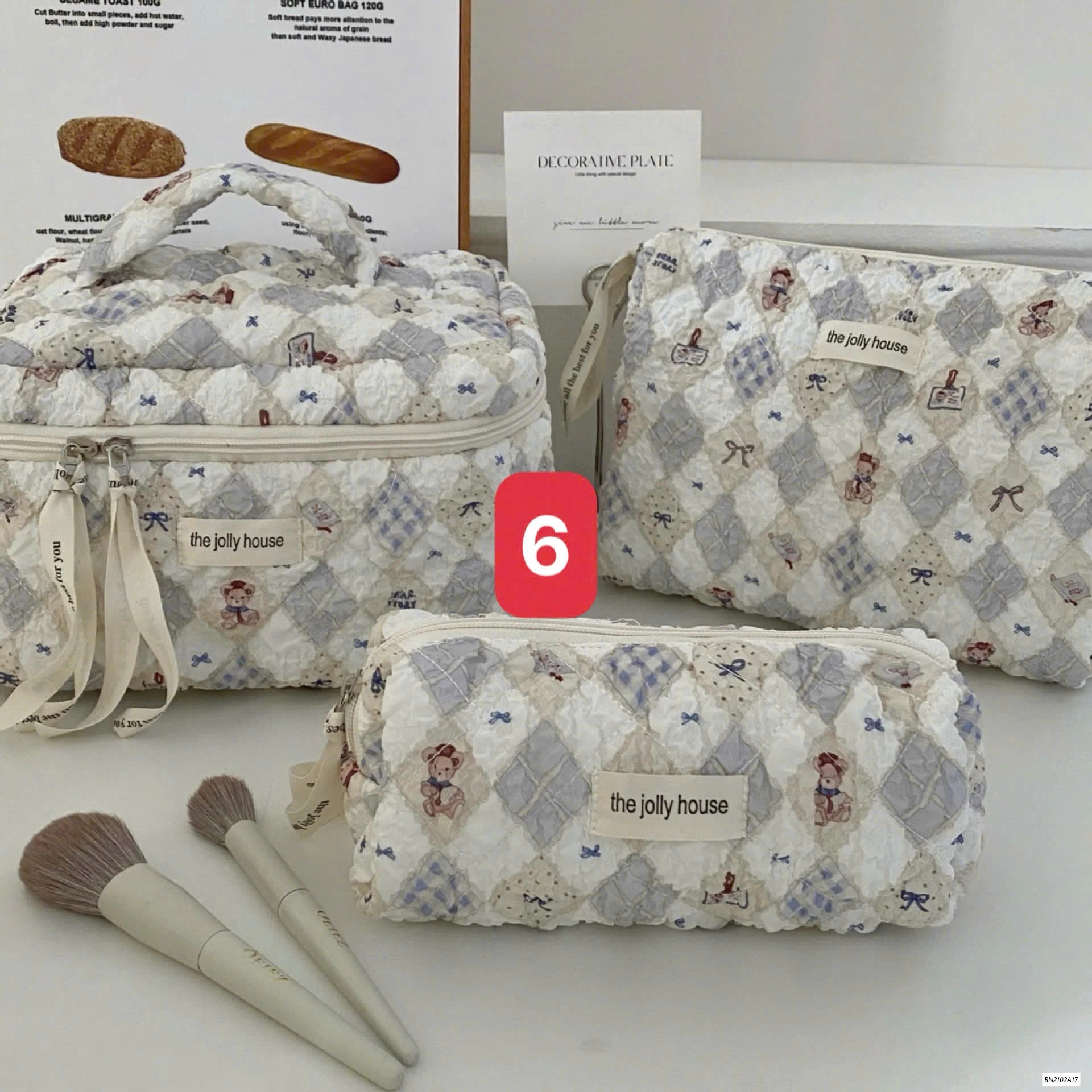 BỘ 3 TÚI ĐỰNG MỸ PHẦM TRẦN HOA TIẾT