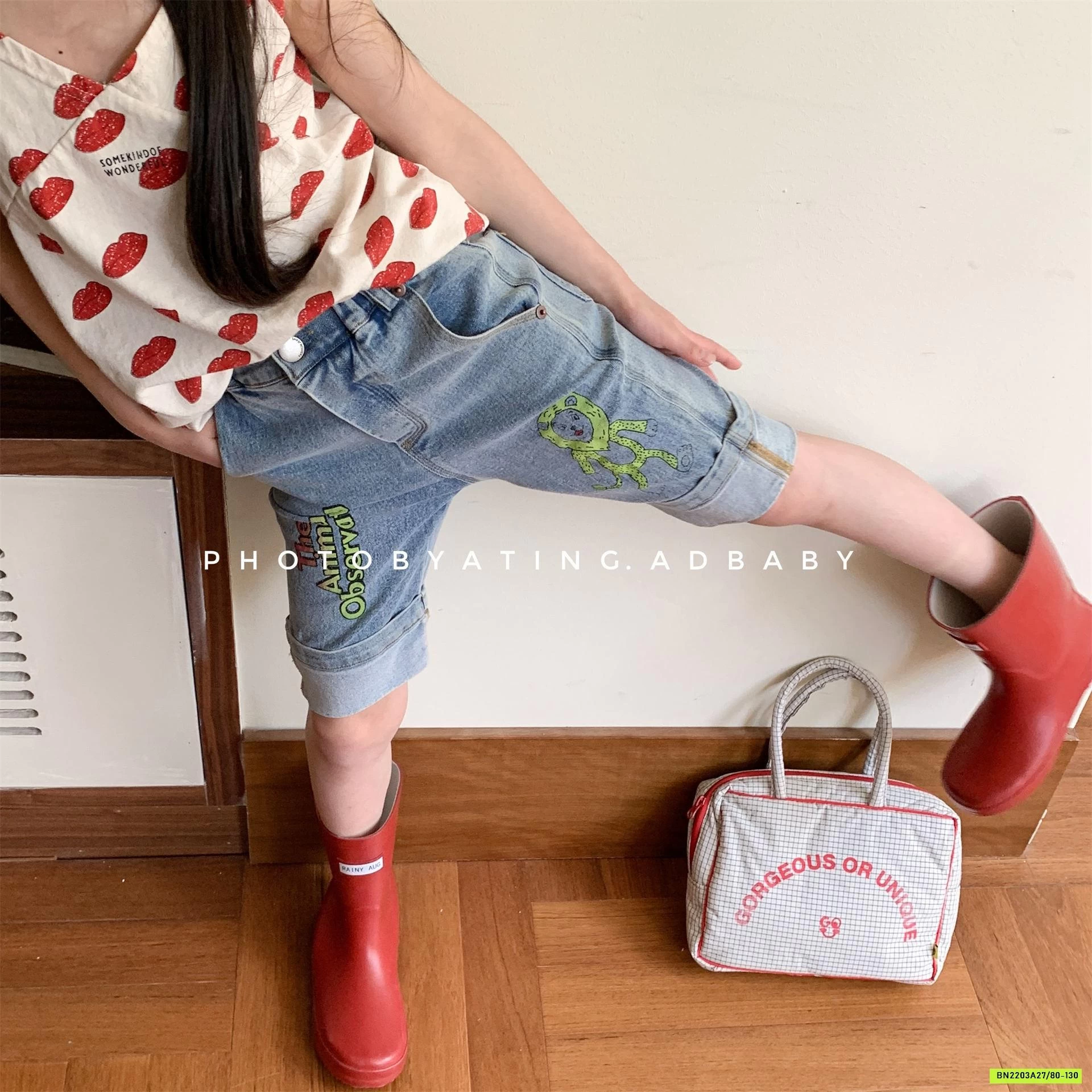 JEANS LỬNG THÊU DÁNG SKINNY 6226 ADBABY