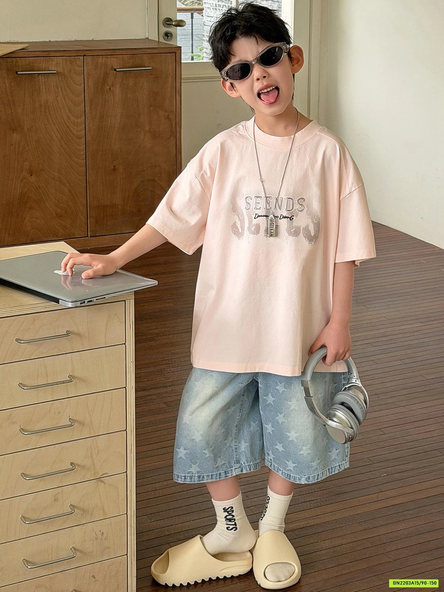 ÁO THUN HỒNG MIX SHORT JEANS