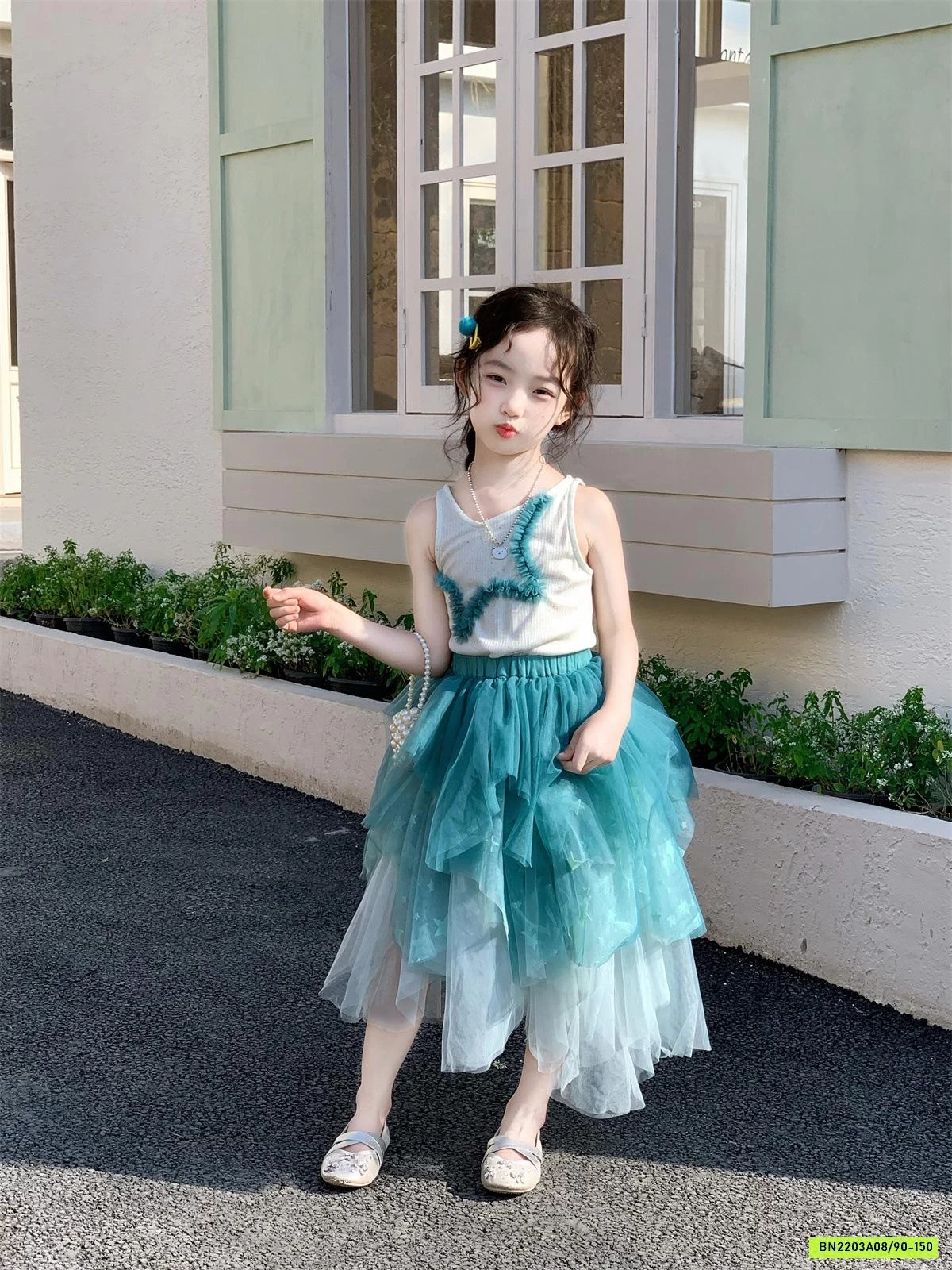 ÁO SÁT NÁCH MIX CV VOAN XANH