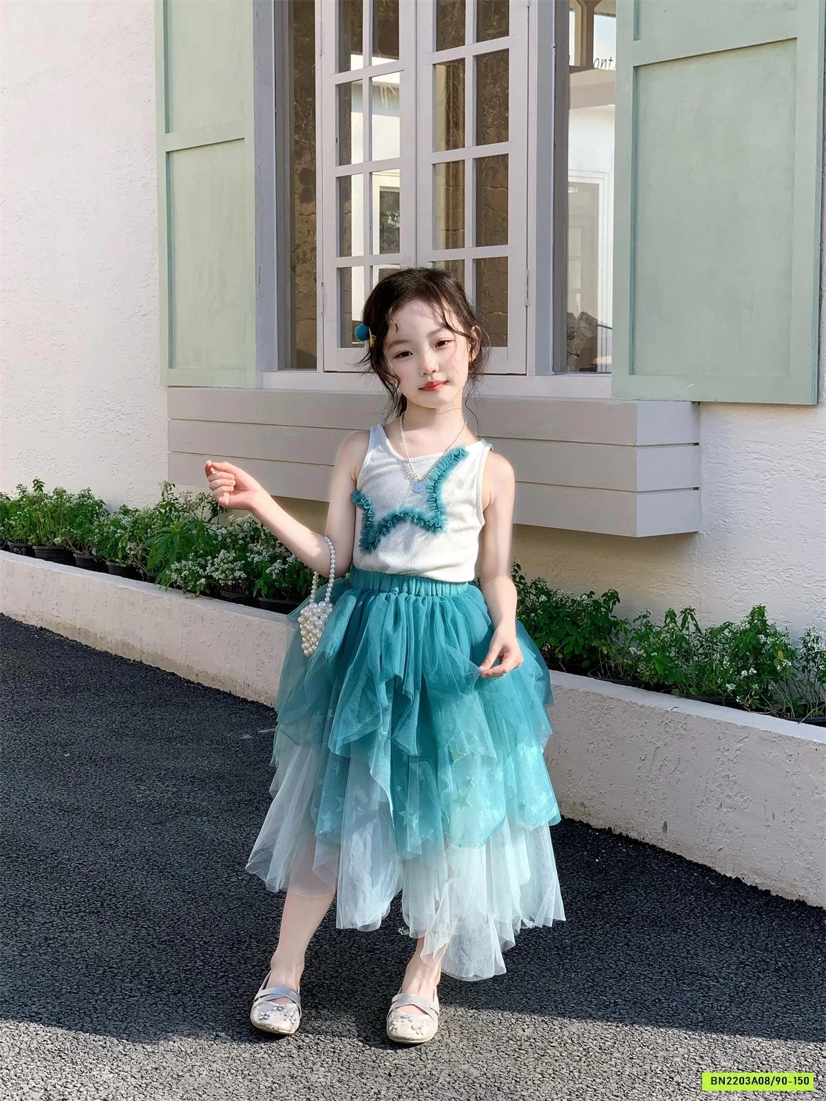 ÁO SÁT NÁCH MIX CV VOAN XANH