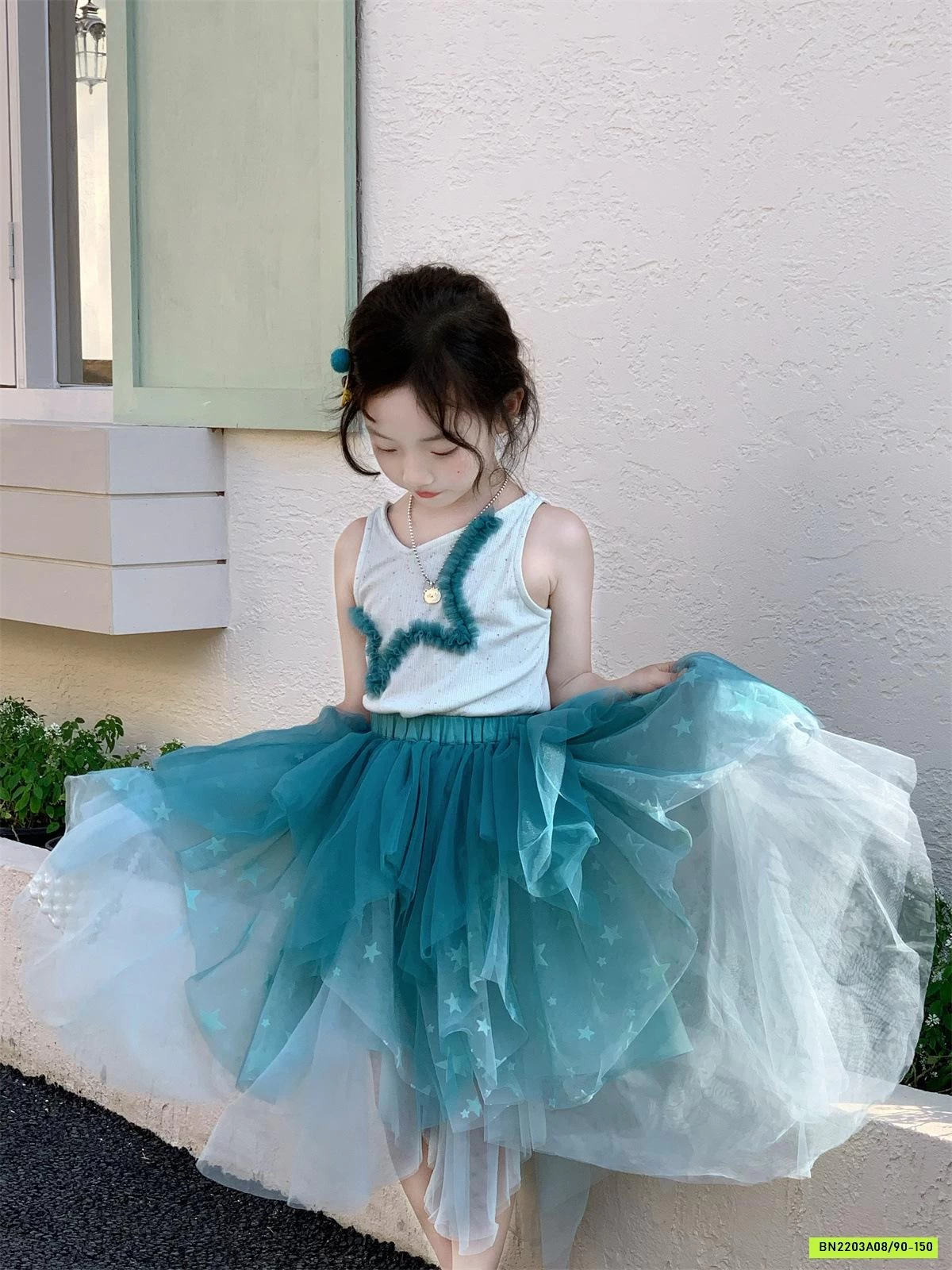 ÁO SÁT NÁCH MIX CV VOAN XANH