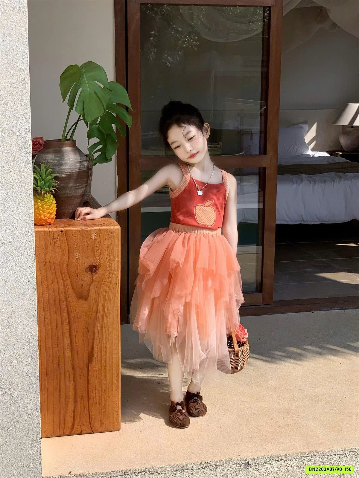 SET ÁO QUẢ TÁO & CHÂN VÁY VOAN CAM