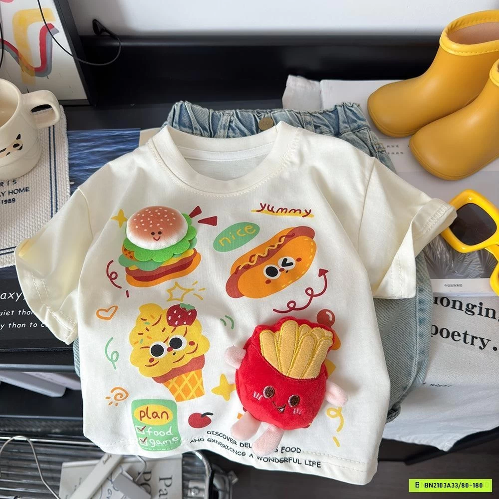 ÁO THUN GẮN GẤU BÔNG DỄ THƯƠNG