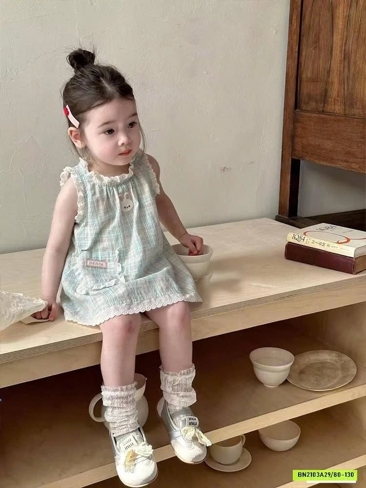 ĐẦM SUÔNG CARO XANH VIỀN BÈO