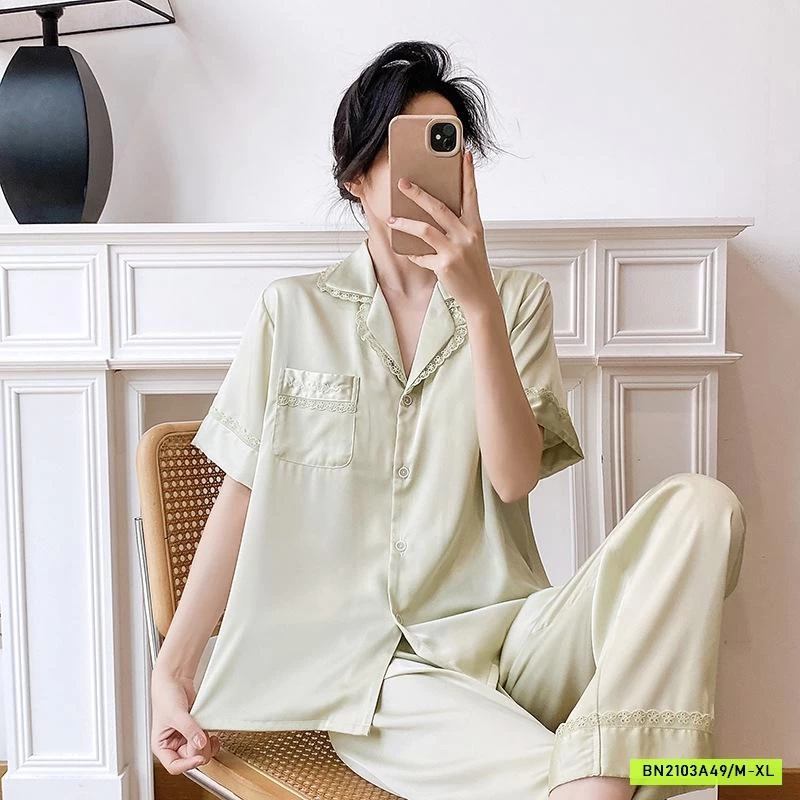 PIZAMA VIỀN BÈO QUẦN DÀI ÁO CỘC