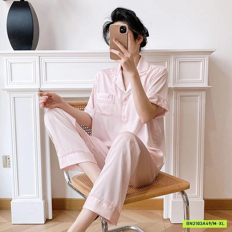 PIZAMA VIỀN BÈO QUẦN DÀI ÁO CỘC