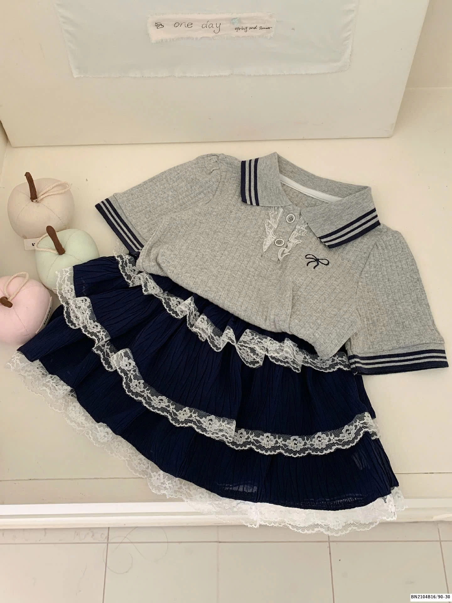 SÉT ÁO XÁM NƠ MIX CV XANH THAN