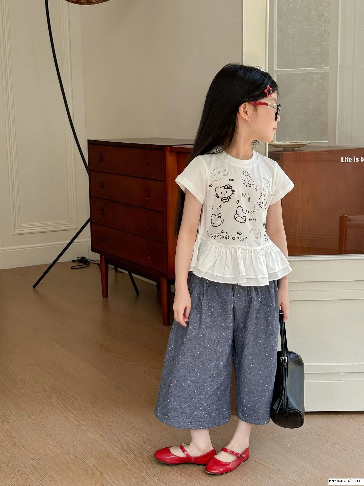 ÁO THUN kityy mix quần chấm bi