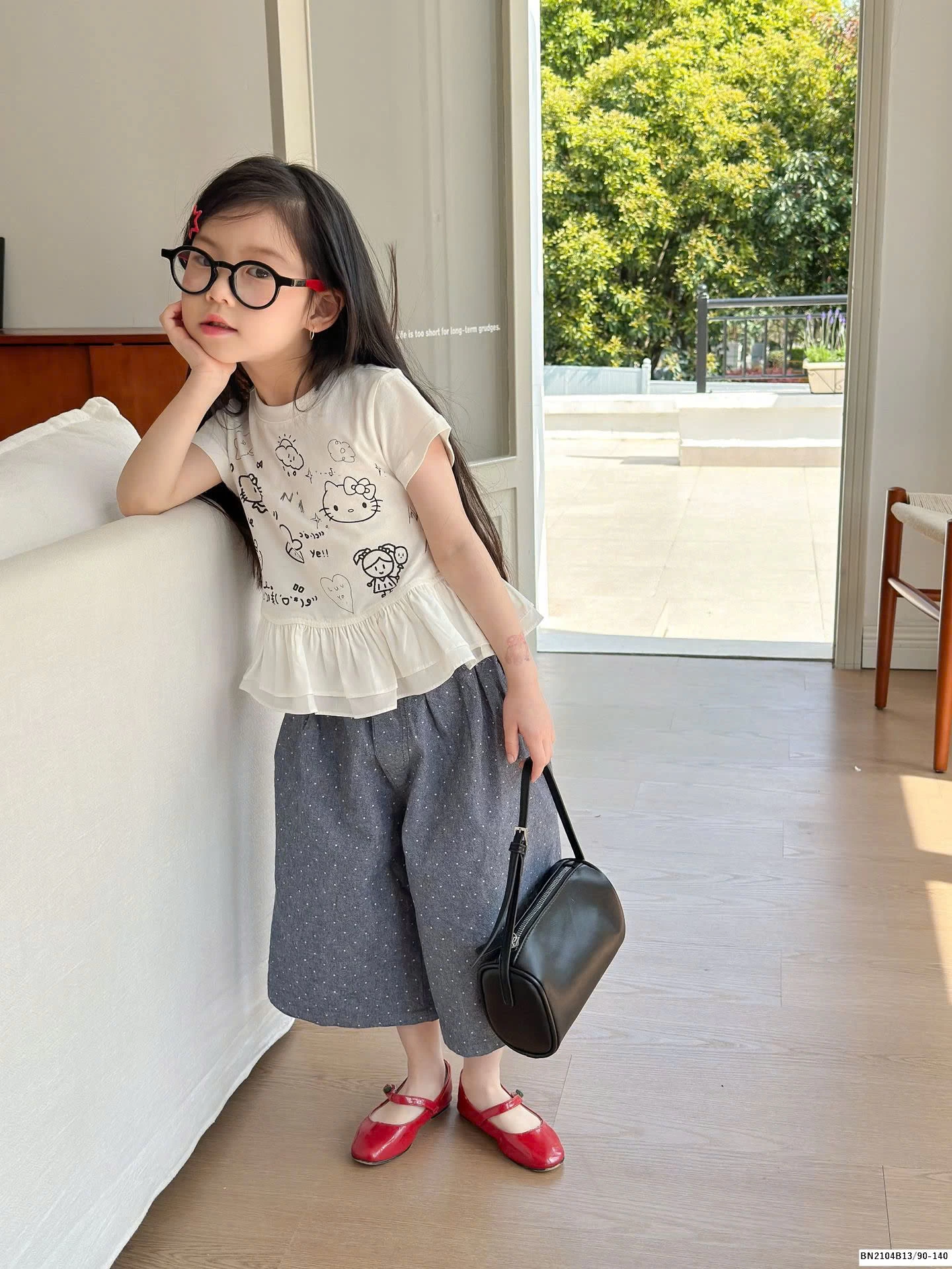 ÁO THUN kityy mix quần chấm bi