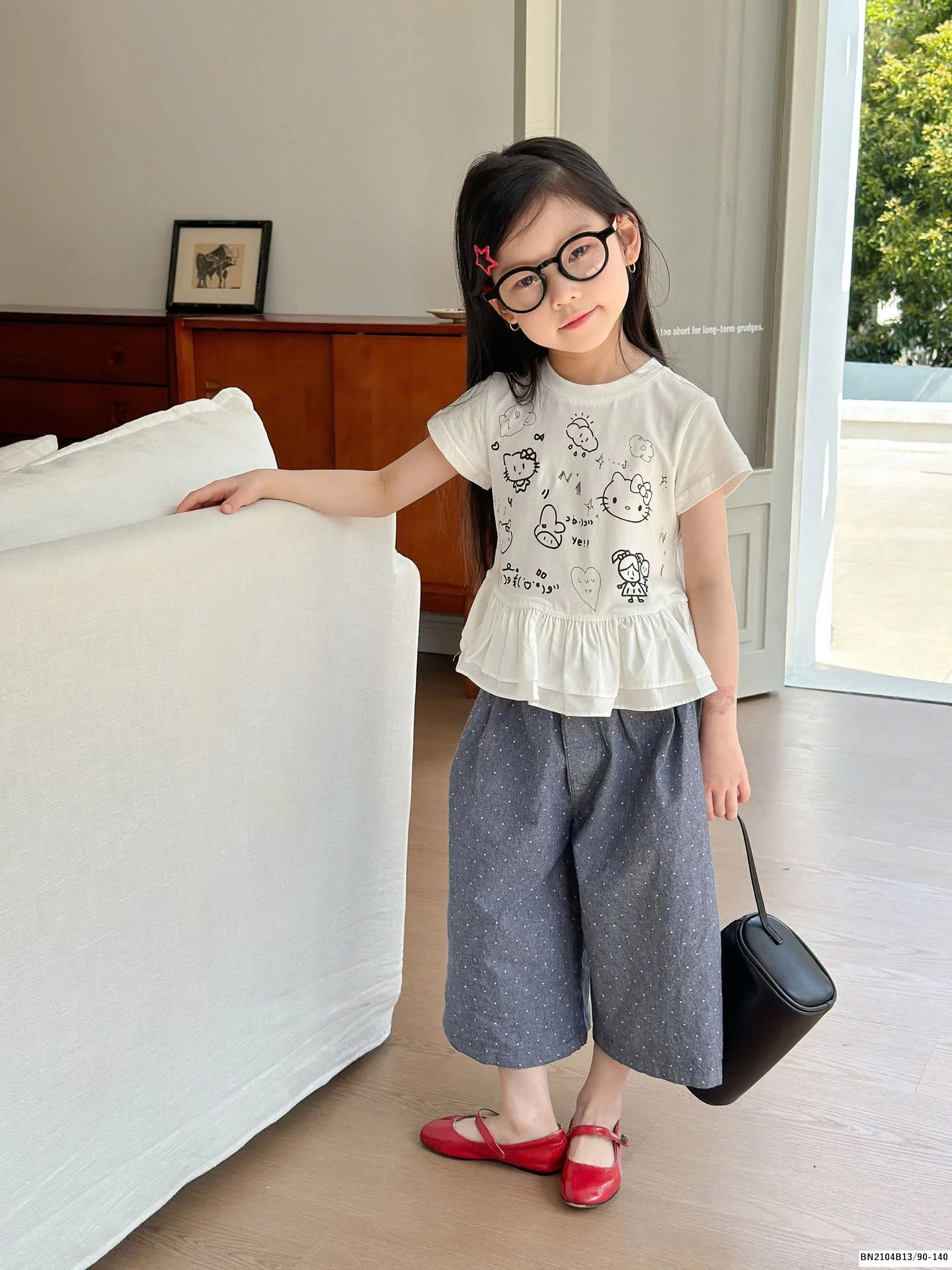 ÁO THUN kityy mix quần chấm bi