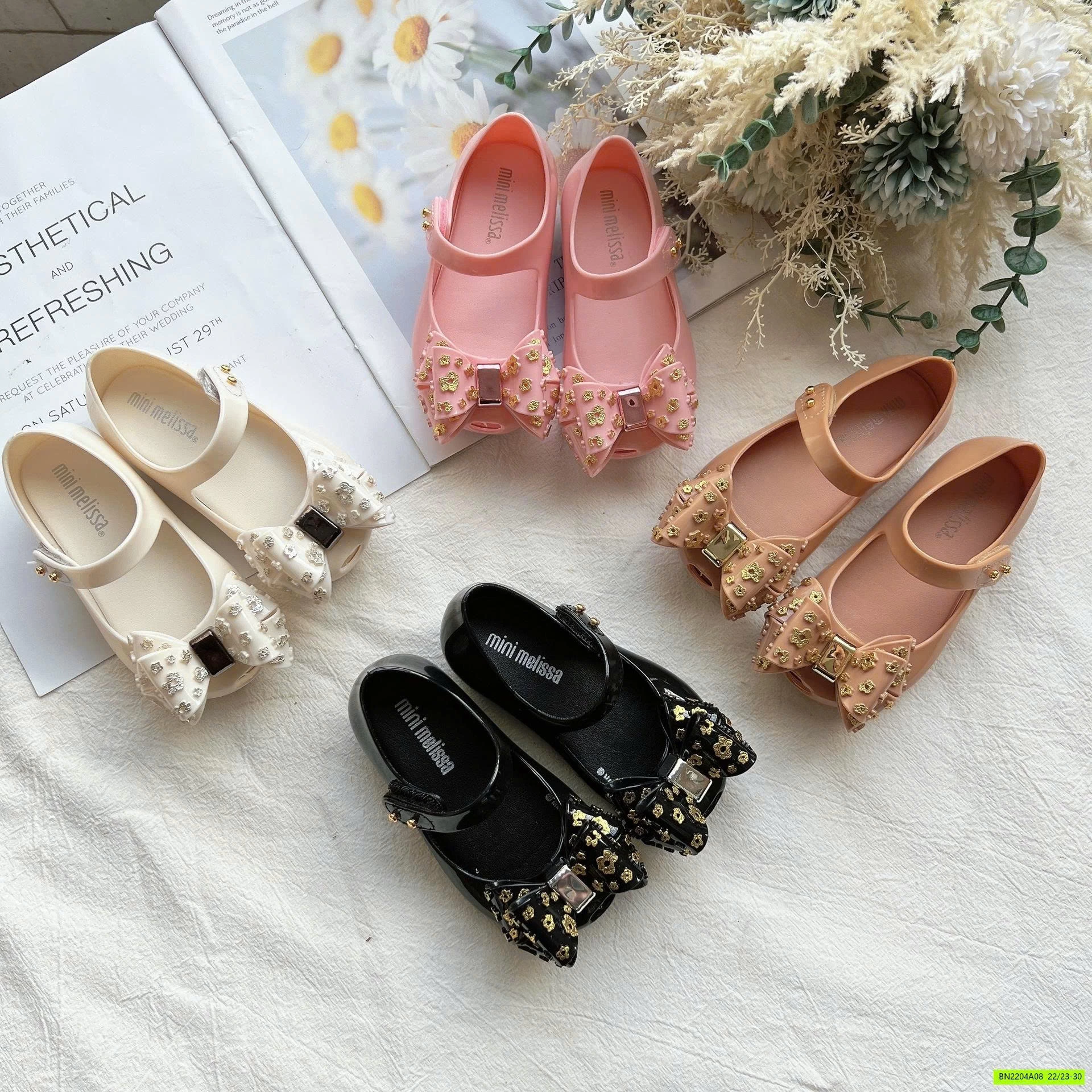 GIÀY MINI MELISA NƠ ĐÍNH HOA