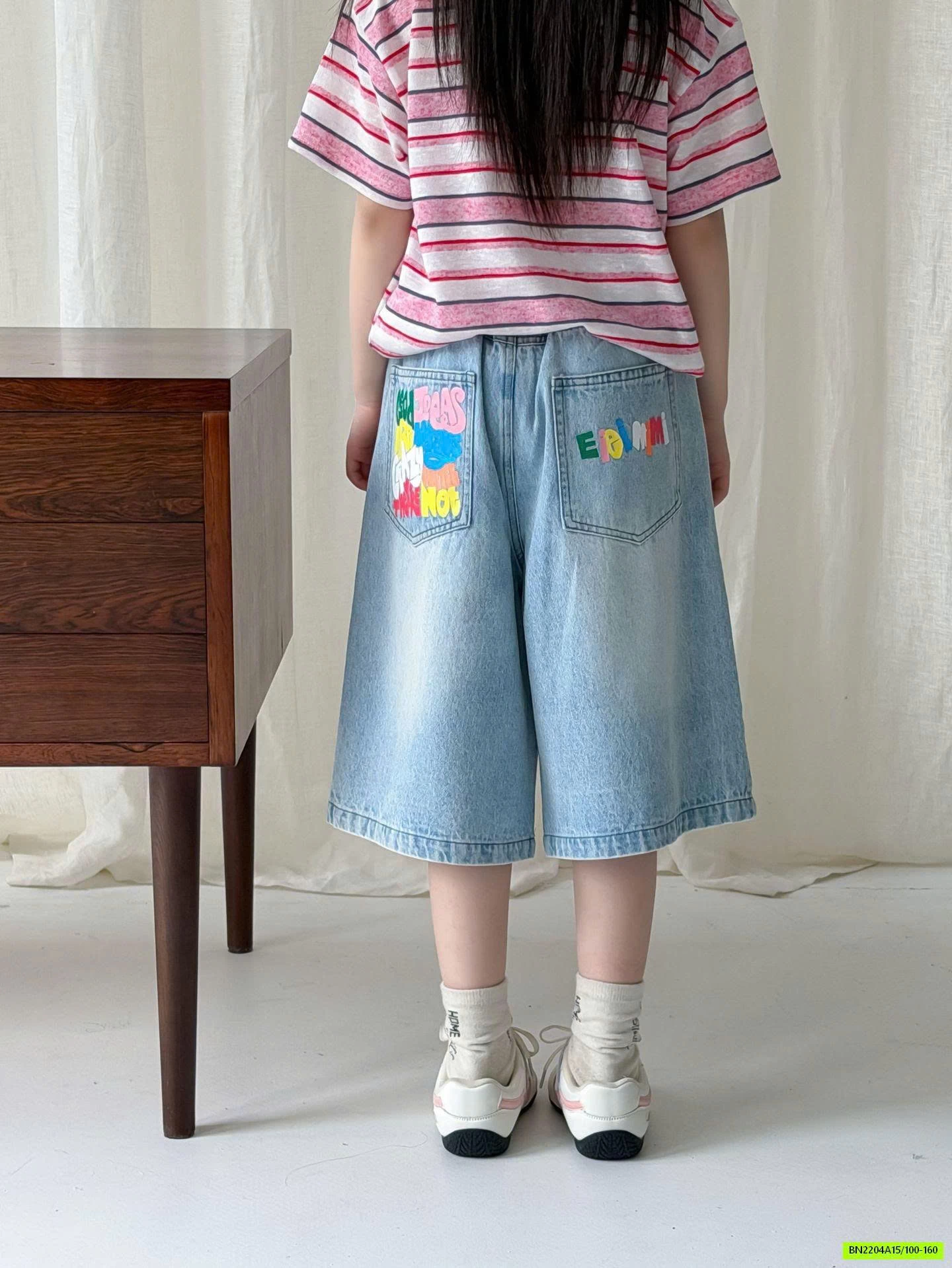 SÉT ÁO KẺ HỒNG MIX JEANS LỠ