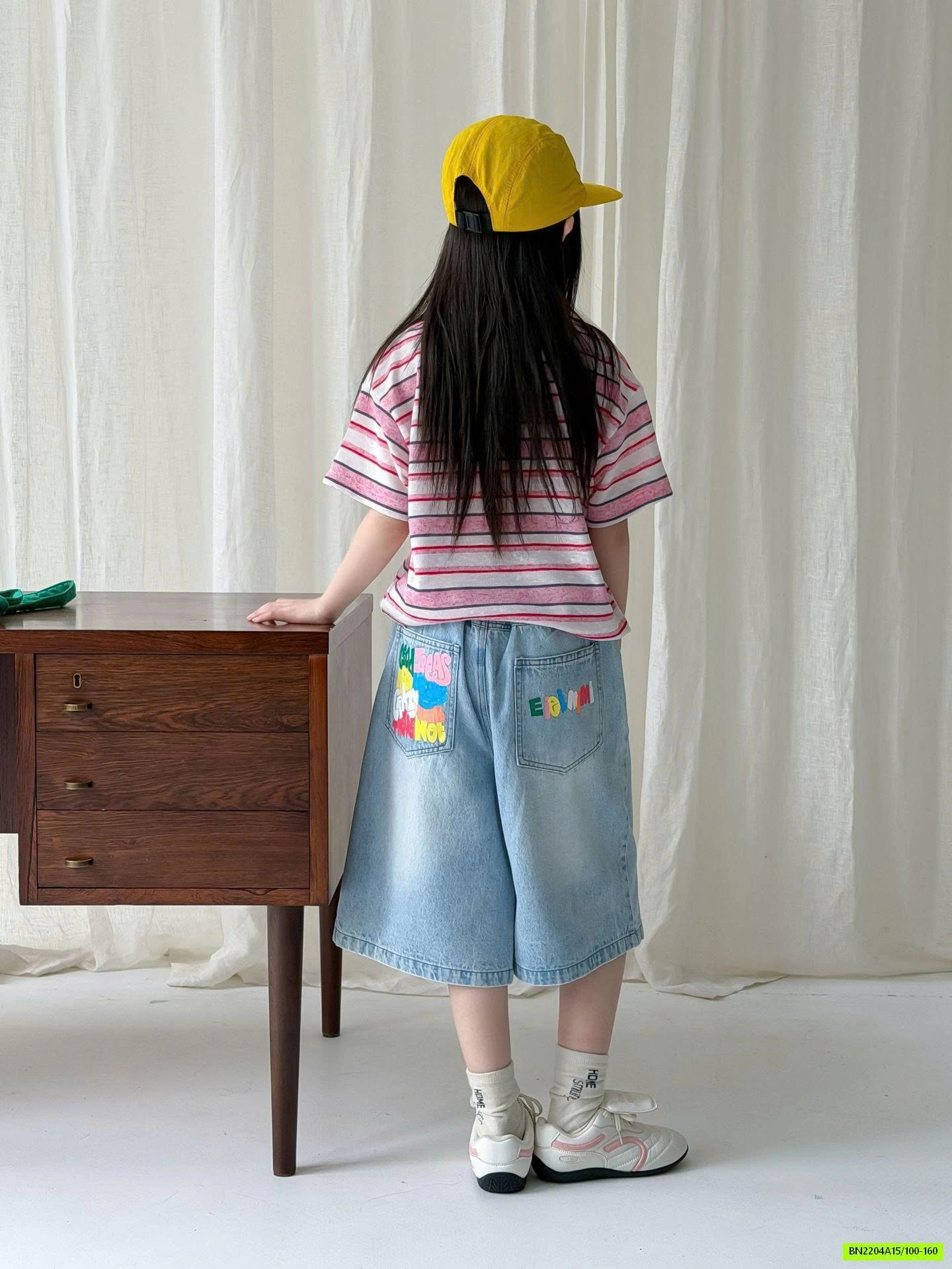 SÉT ÁO KẺ HỒNG MIX JEANS LỠ