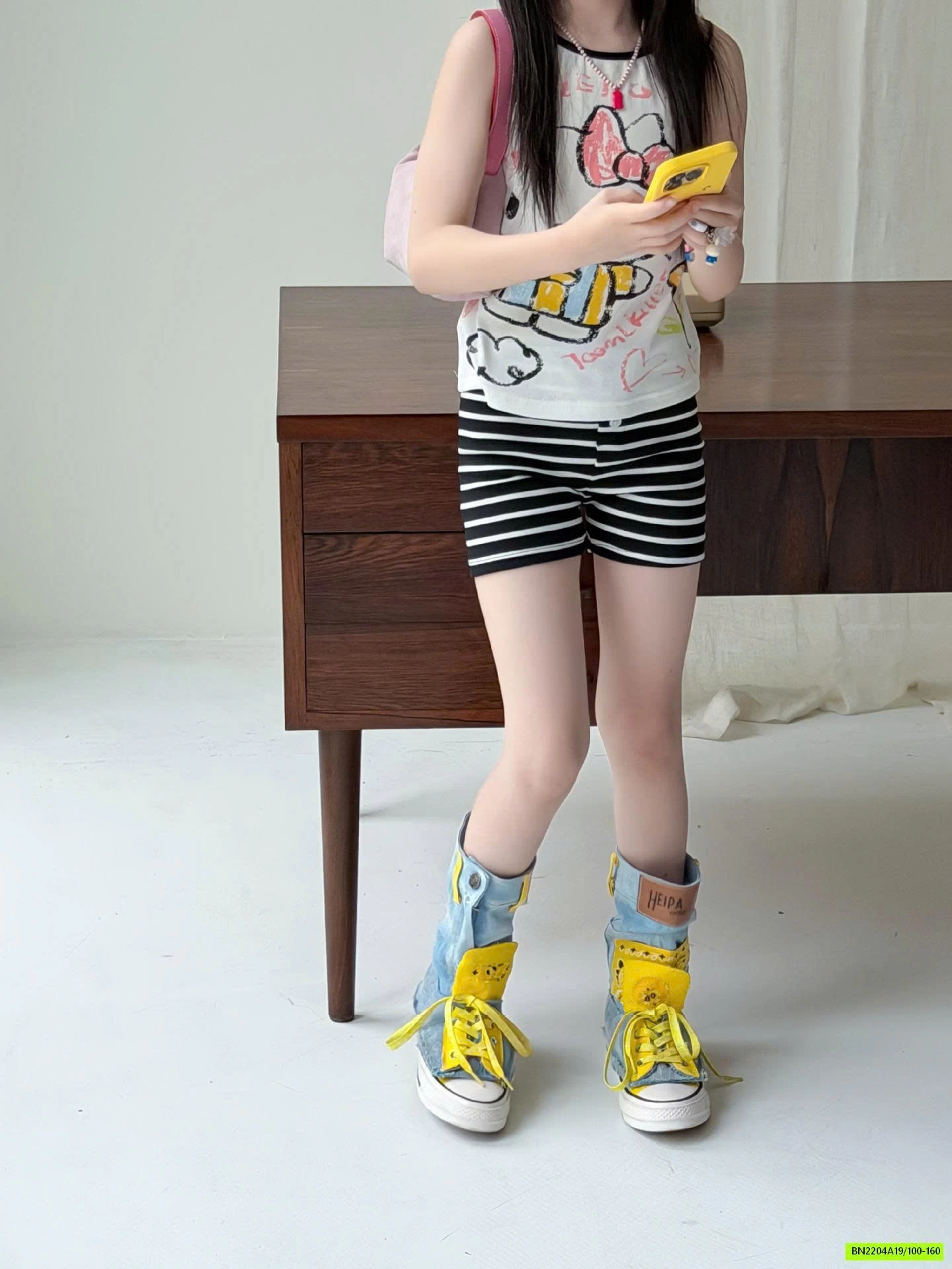 SÉT ÁO 2 DÂY KITTY MIX LEGGING KẺ