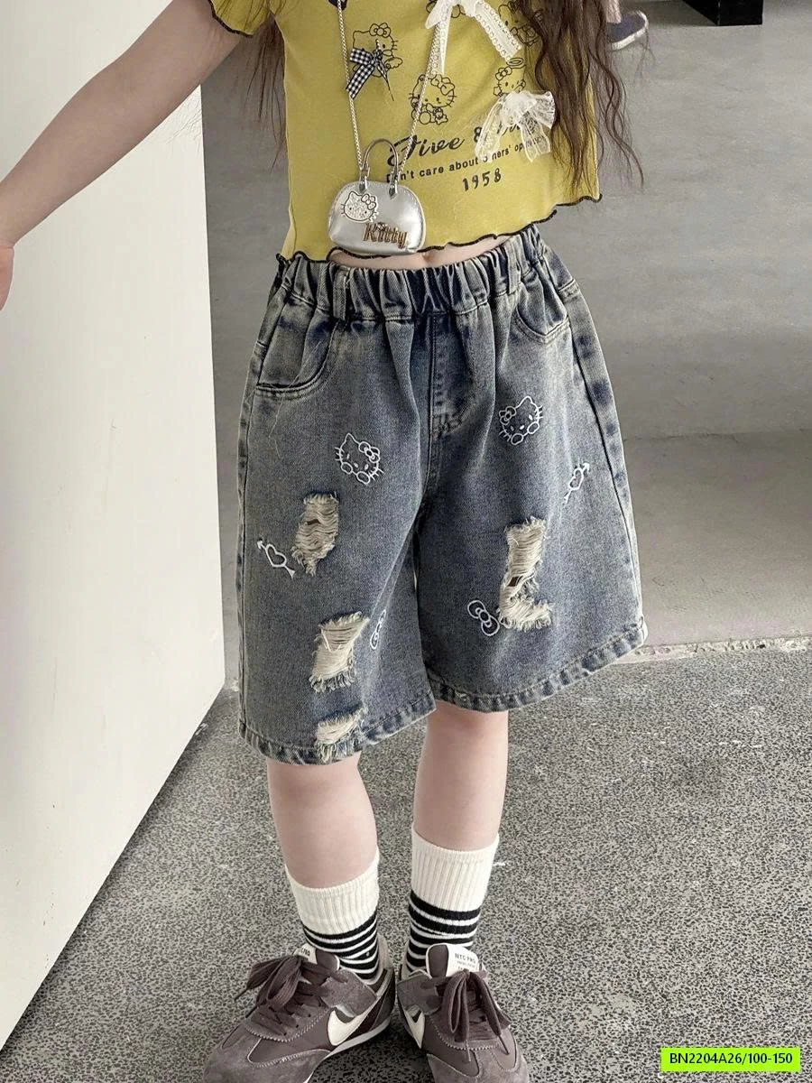 QUẦN JEAN RÁCH MÈO KITTY YUKIDS