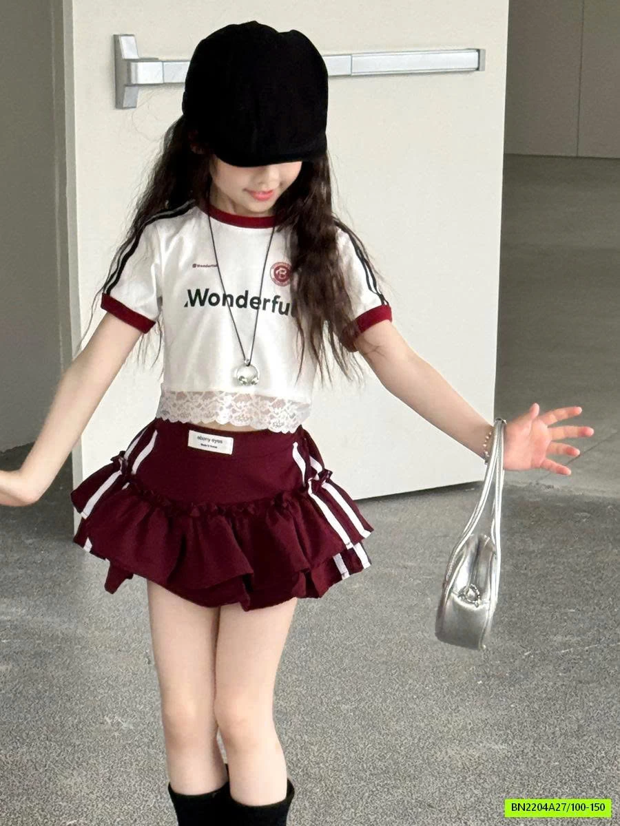 CROPTOP THỂ THAO VIỀN REN YUKIDS