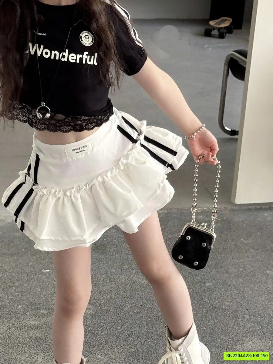 CHÂN VÁY XẾP TẦNG SỌC BÊN YUKIDS