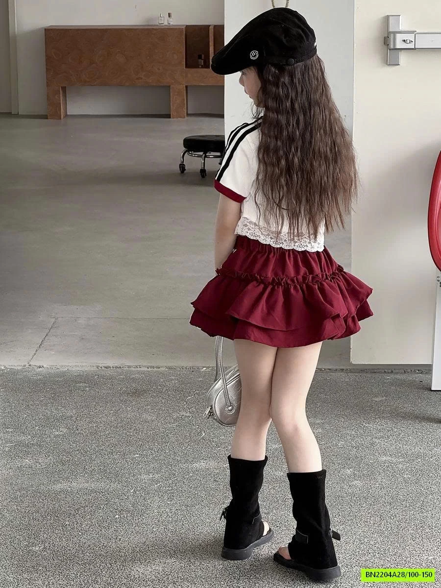 CHÂN VÁY XẾP TẦNG SỌC BÊN YUKIDS